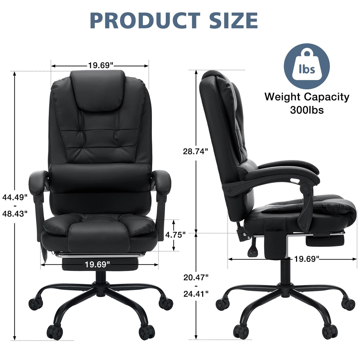 Massage Office Chair with Footrest