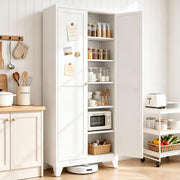 Bayunity 75" White Metal Pantry Cabinet with Doors & 5 Adjustable Shelves