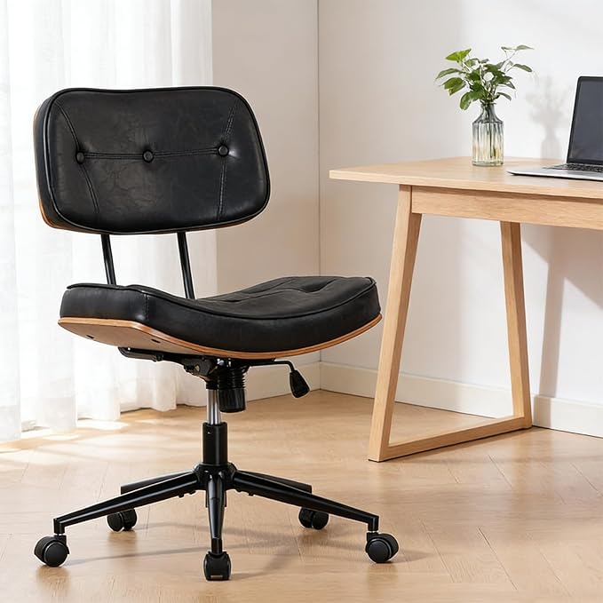 Armless Swivel Office Chair with Wheels