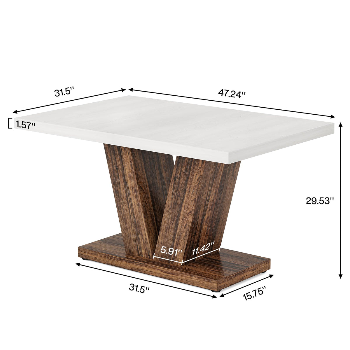 White & Brown Pedestal Dining Table