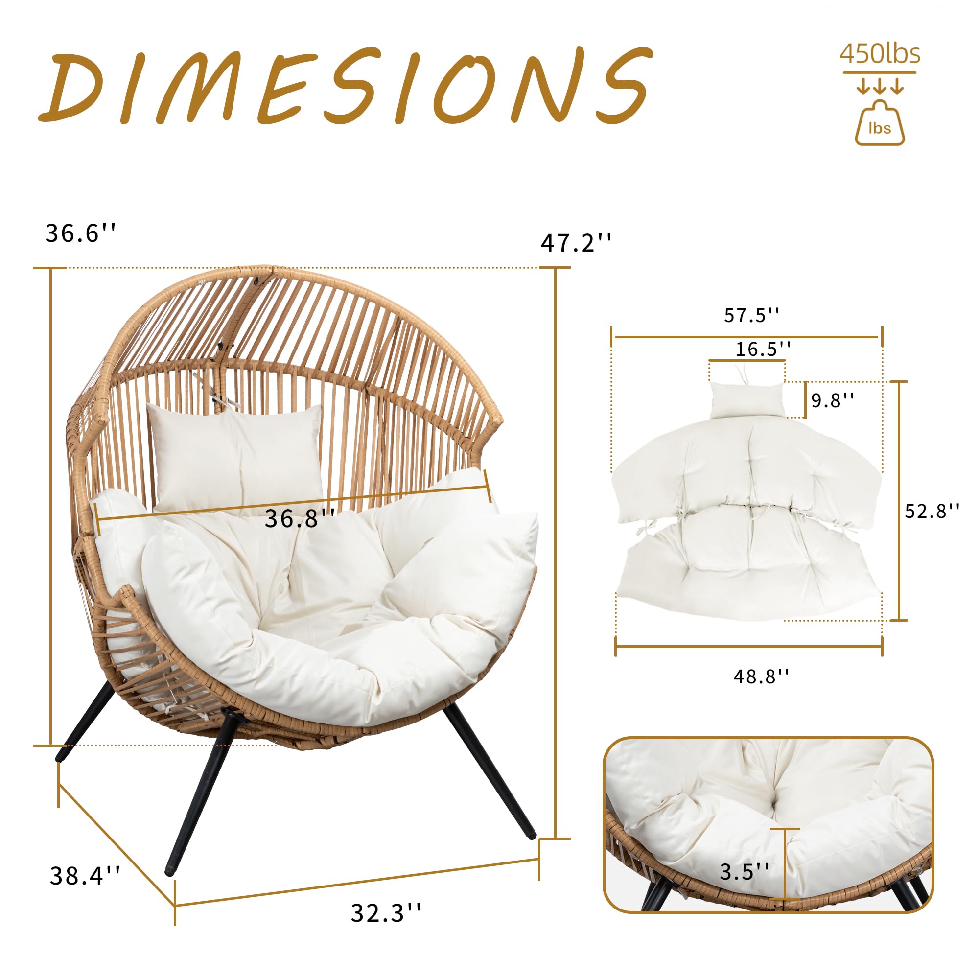 Wicker Egg Chair – Outdoor & Indoor Rattan Patio Chair with Cushion