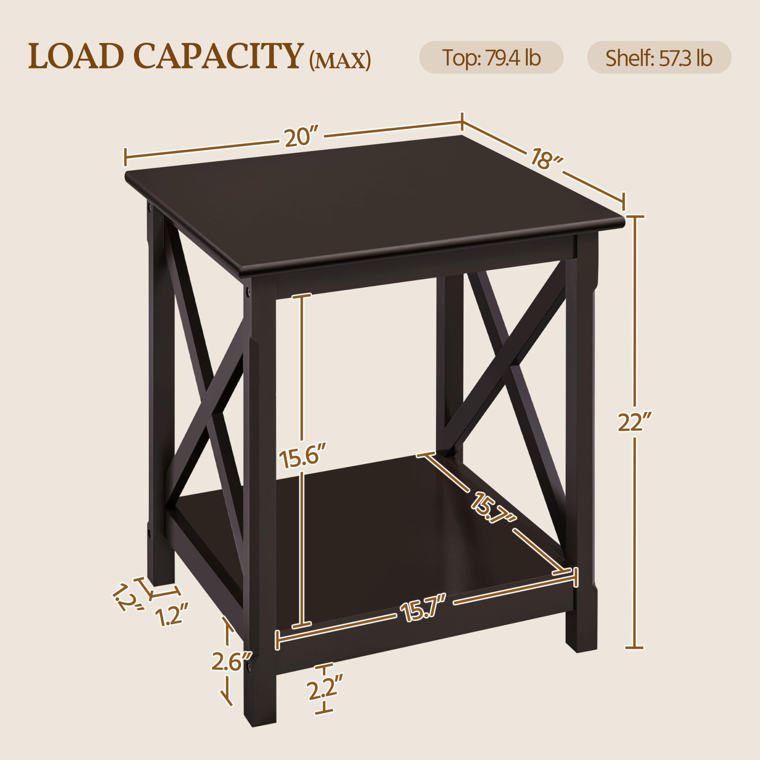 2-Tier X-Design End Table with Storage Shelf