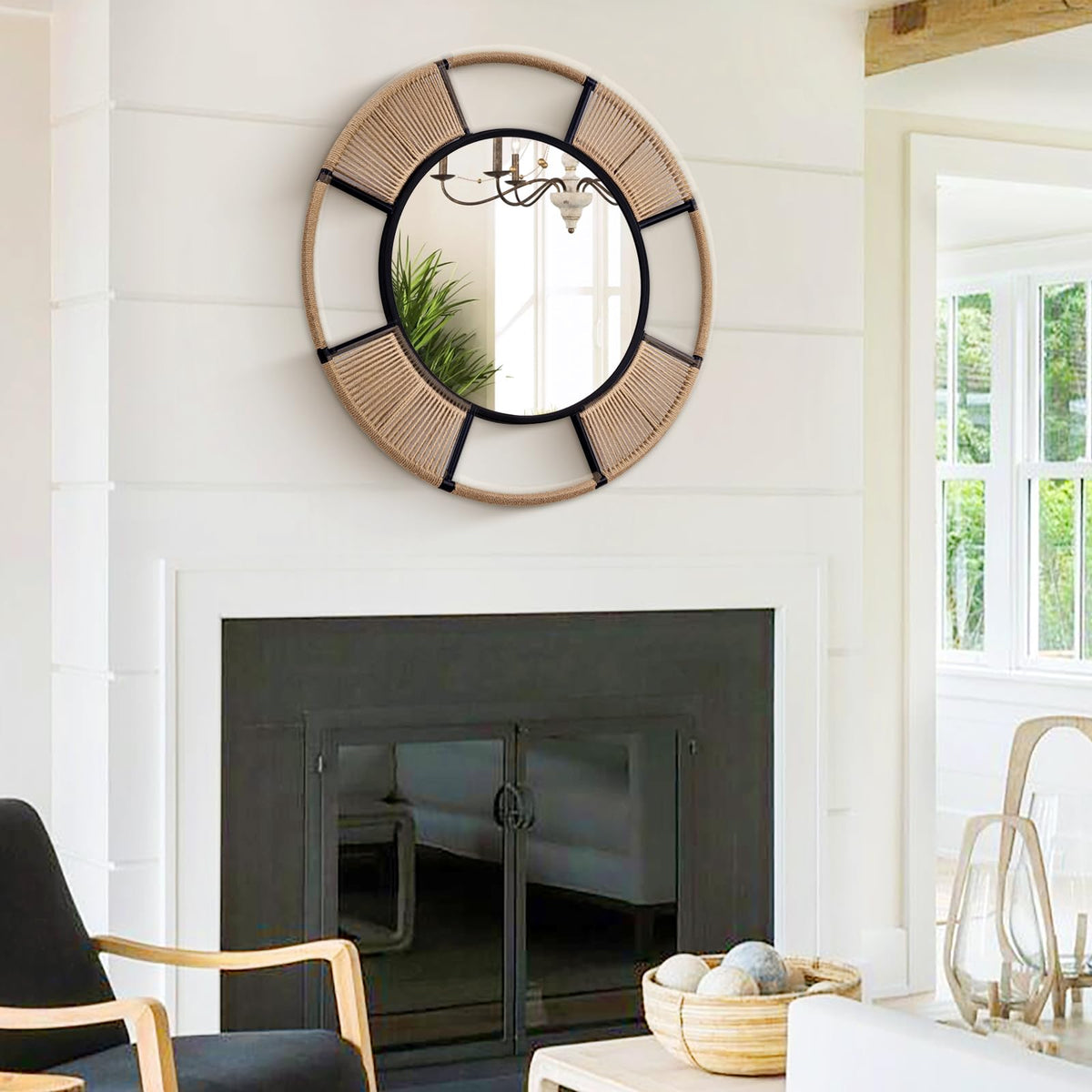 Jute Rope Round Wall Mirror