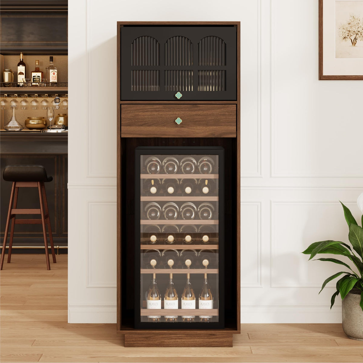 Bar Cabinet with Mini Fridge Space
