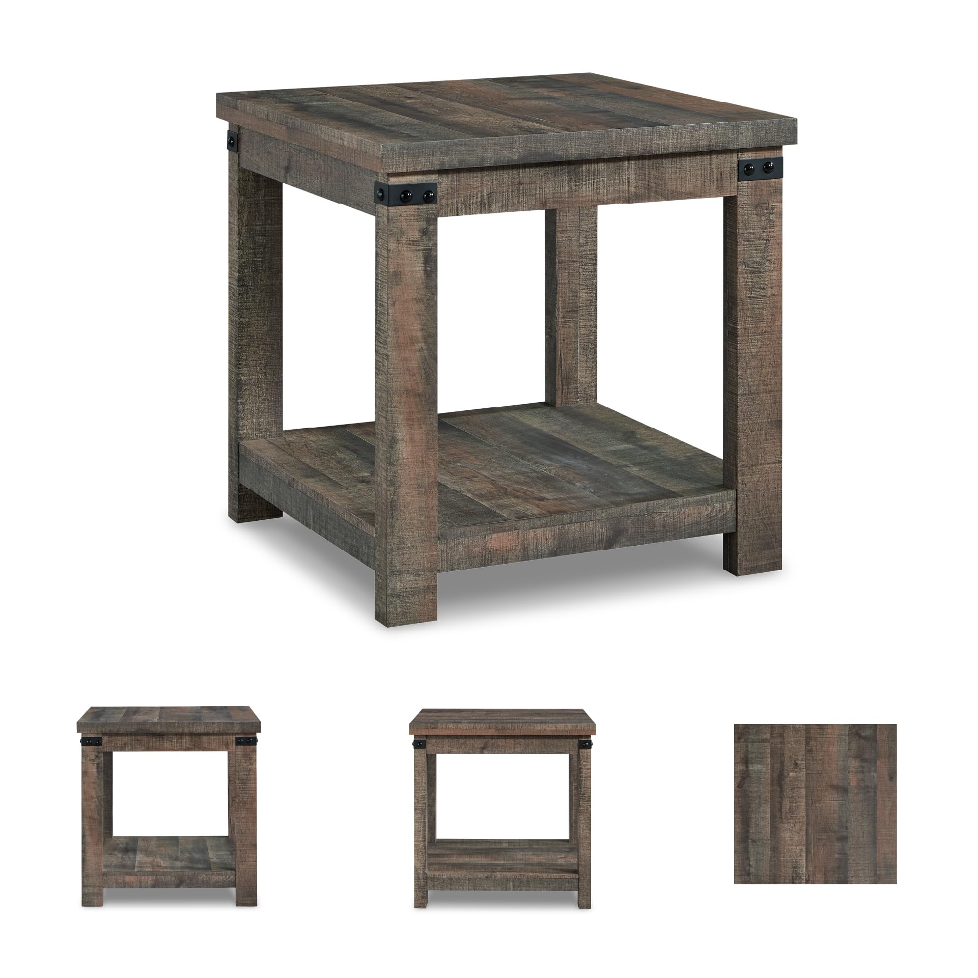 Square End Table with Storage Shelf