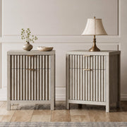 Fluted Nightstands with Charging Station, Set of 2