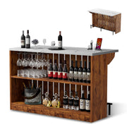 Home Bar Unit with LED Lights & Drop Leaf Top