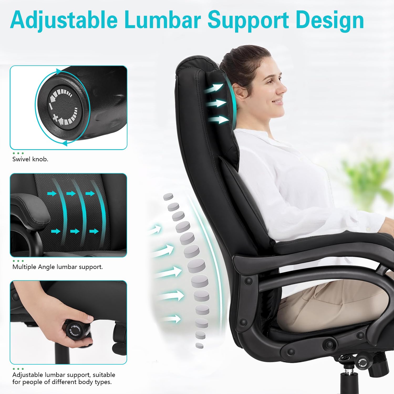 500 lbs Big & Tall Office Chair with Adjustable Lumbar Support