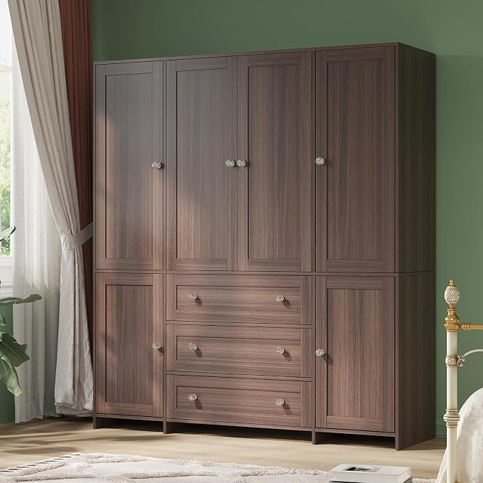 Black Mirrored Wardrobe with Drawers