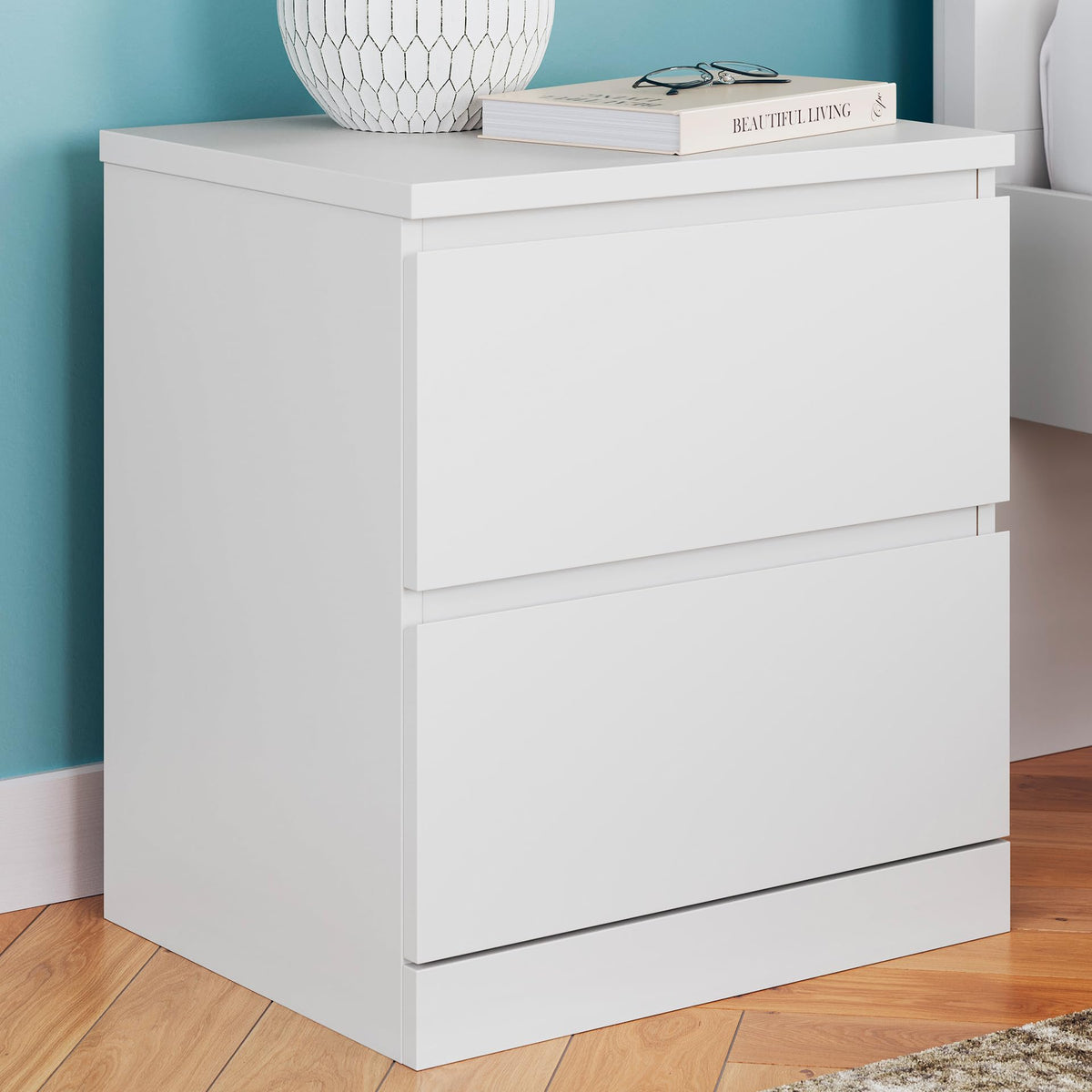 Signature Design by Ashley Onita 2-Drawer White Nightstand Bedside Table