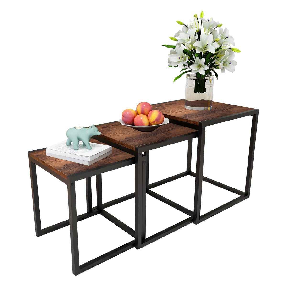 Brown Nesting Tables, Set of 3