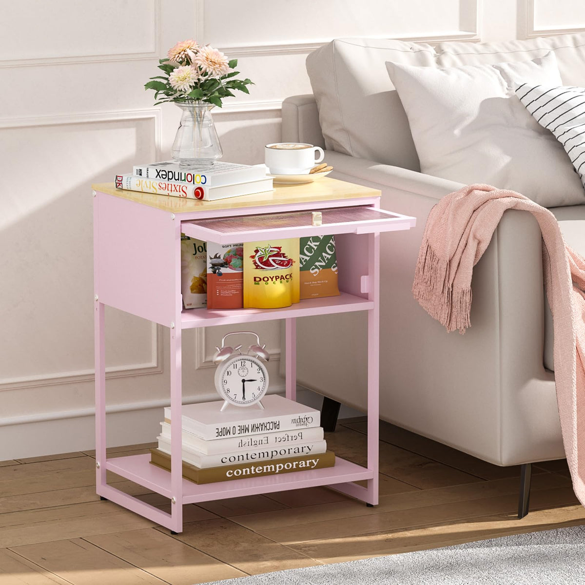 Pink Storage Nightstand