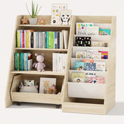 Kids Bookshelf with Toy Storage & Movable Drawer, 4-Tier