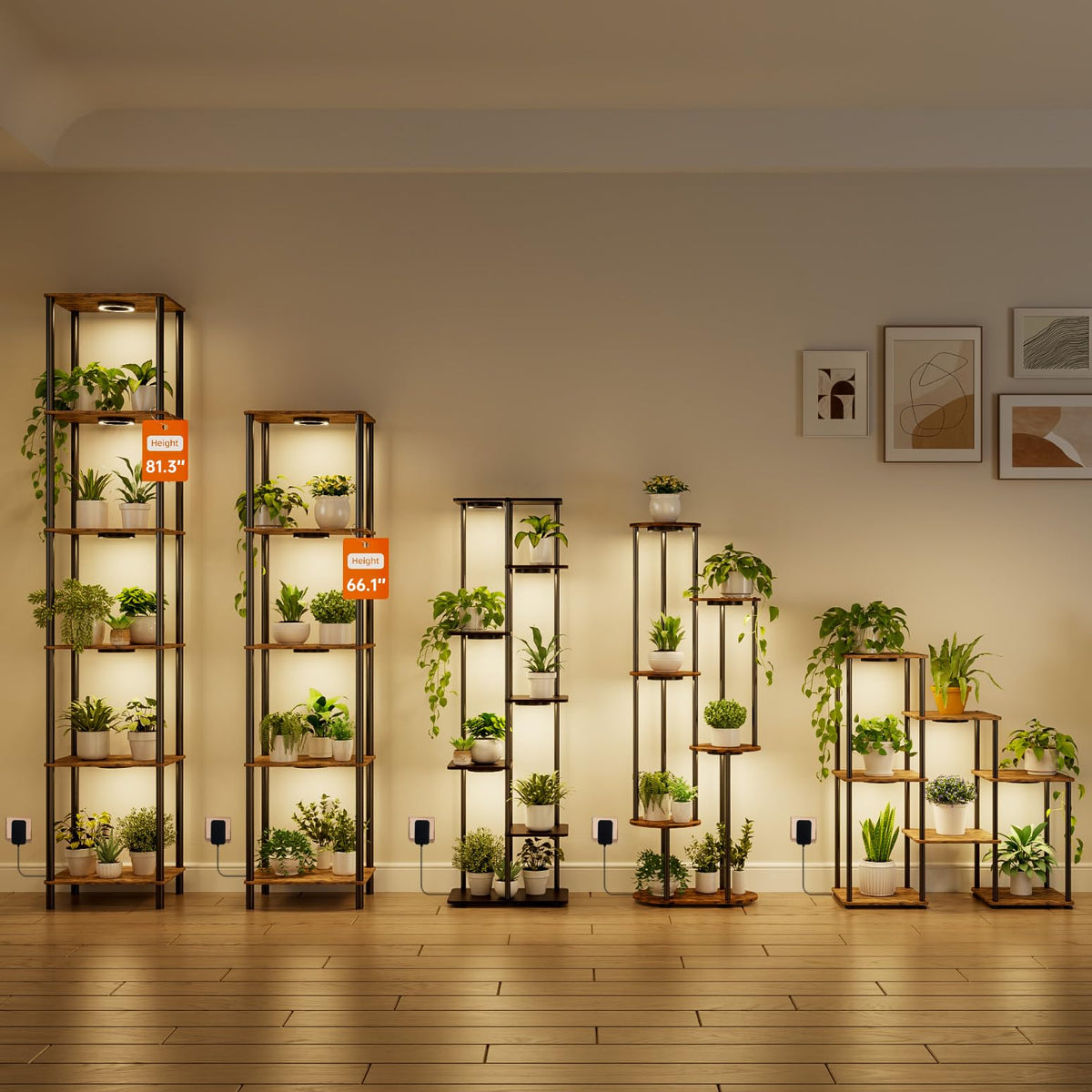 Bstrip Plant Stand Indoor with Grow Light, 81.3in Tall Indoor Plant Shelf