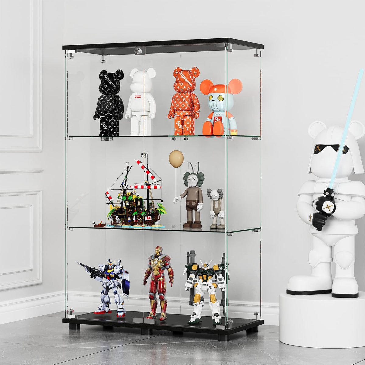 Glass Display Cabinet with Lock