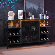 Industrial Wine Bar Cabinet with LED Light