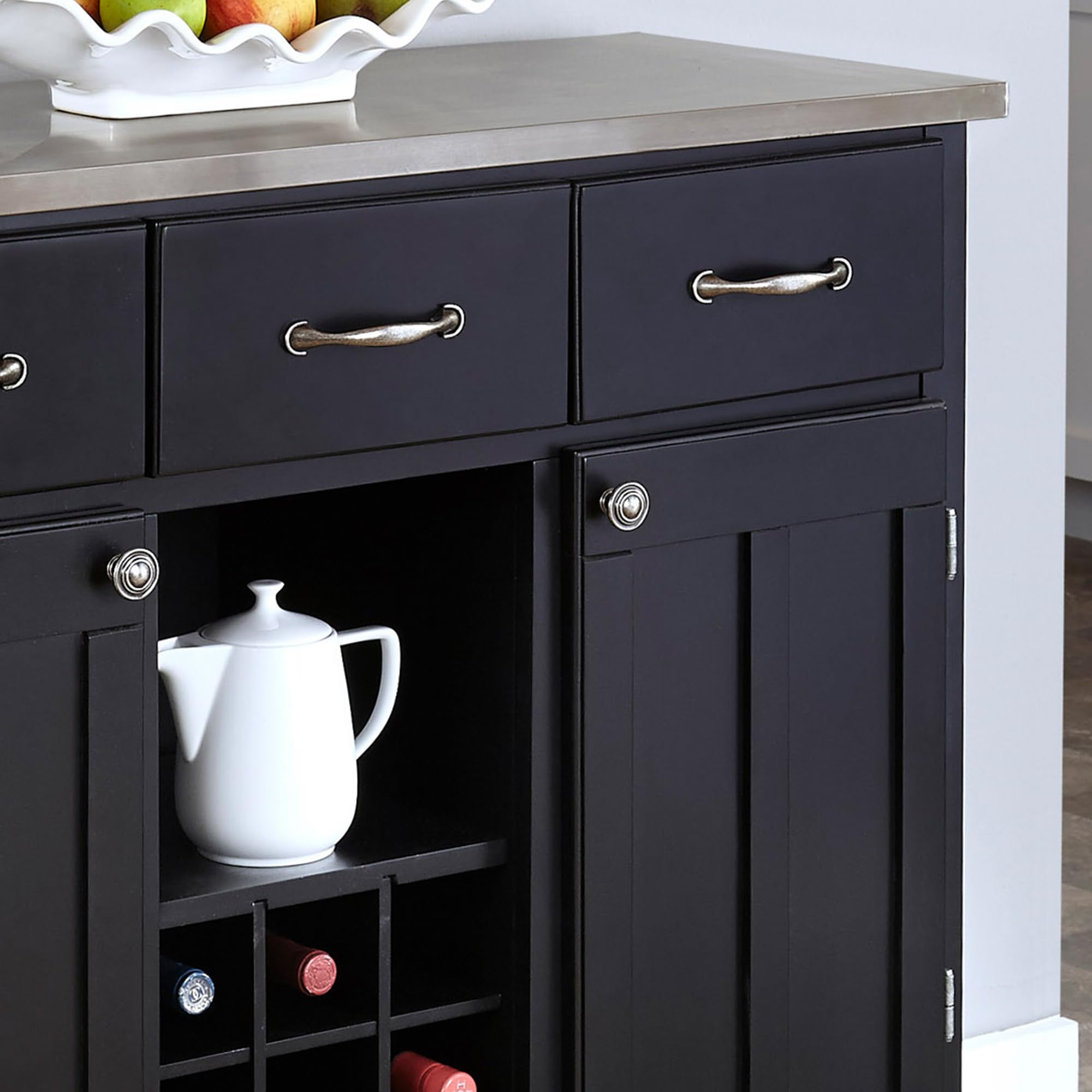 Black Buffet Server with Stainless Steel Top