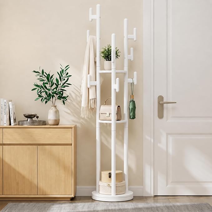 Rotating Wood Coat Rack