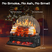 ZAFRO 20" Freestanding Electric Fireplace Insert with Log Set, Featuring 5 Flame speeds & Brightness Levels, 3 Sound Effects, Overheat Protection, 750W/1500W Heating Modes & Remote Control
