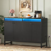 Buffet Cabinet with LED Lights & Power Outlet