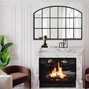 Arched Window Wall Mirror – Black Wood Frame, 44"x28"