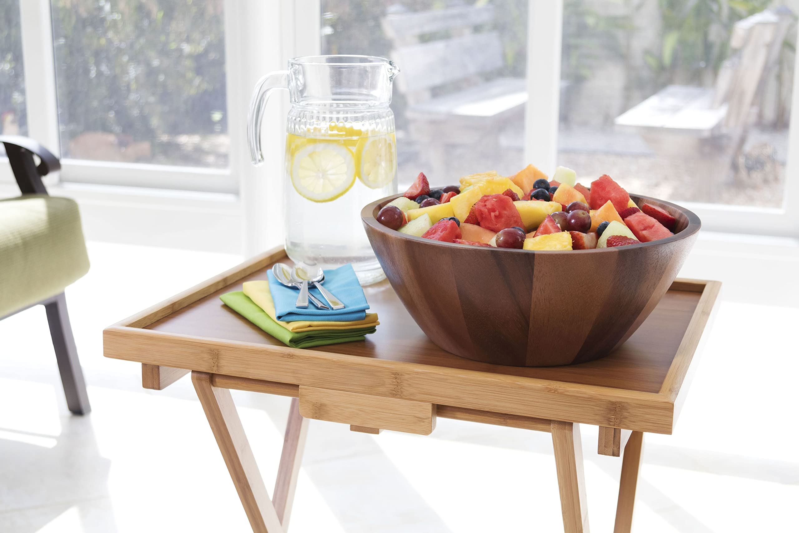 Bamboo Lipped Folding Snack Table