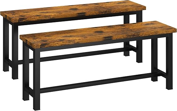 Black Dining Benches, Set of 2