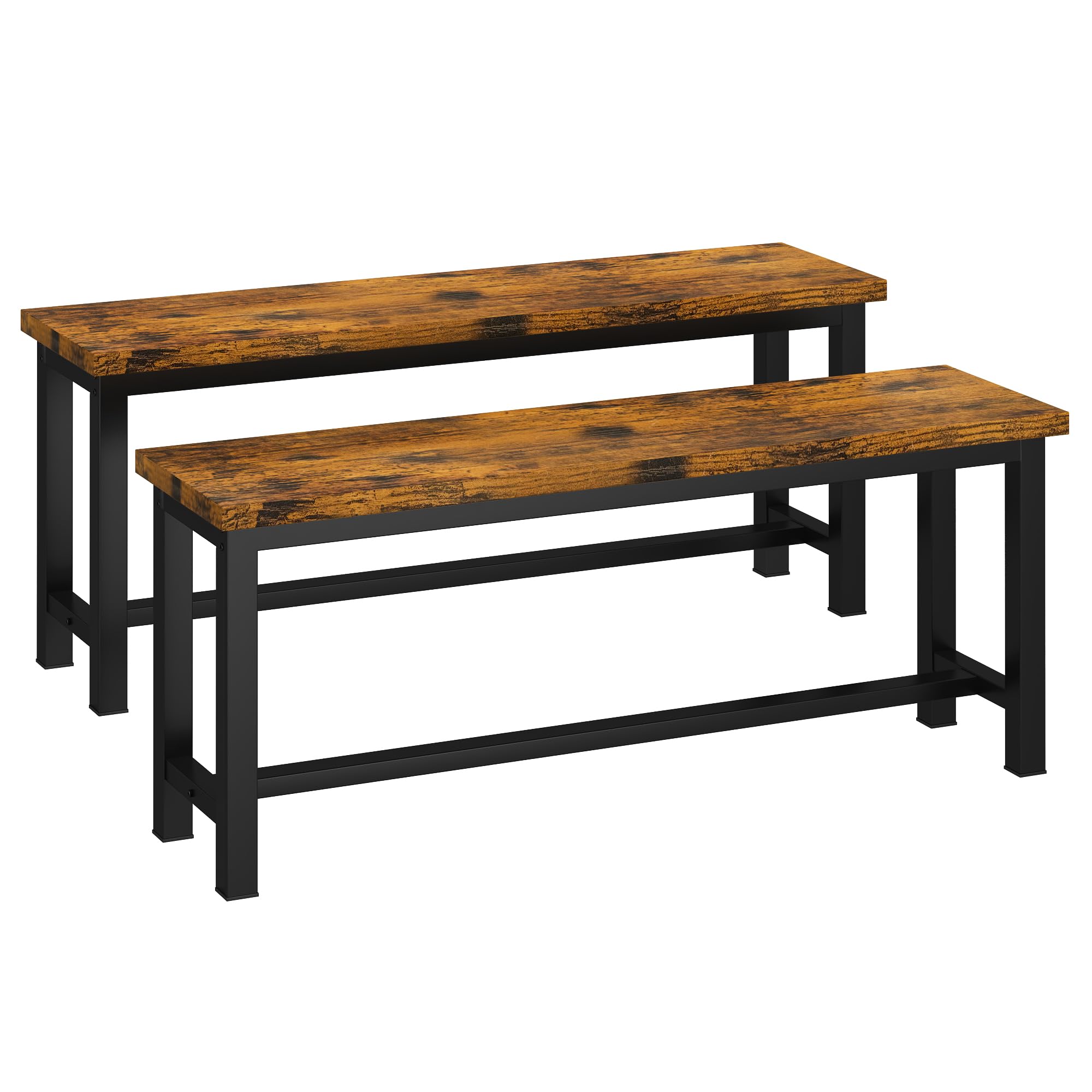 Industrial Wood Dining Bench Set of 2