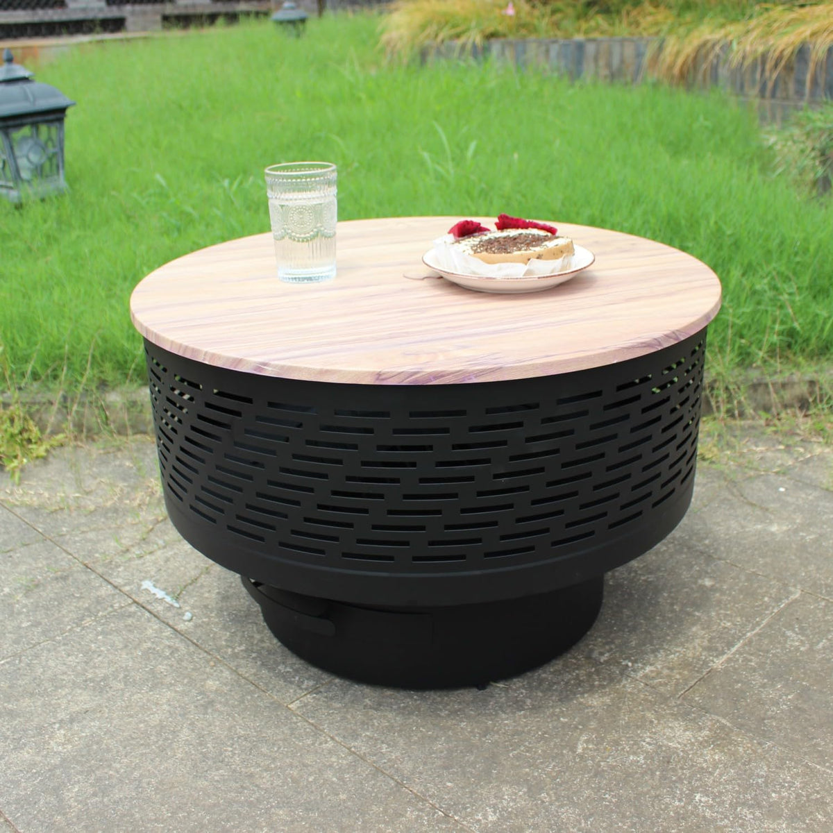 Wood Burning Fire Pit with Grill & Lid