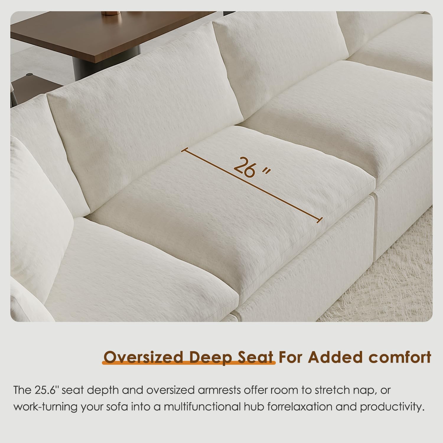Modular L-Shaped Sectional Sofa with Deep Seat