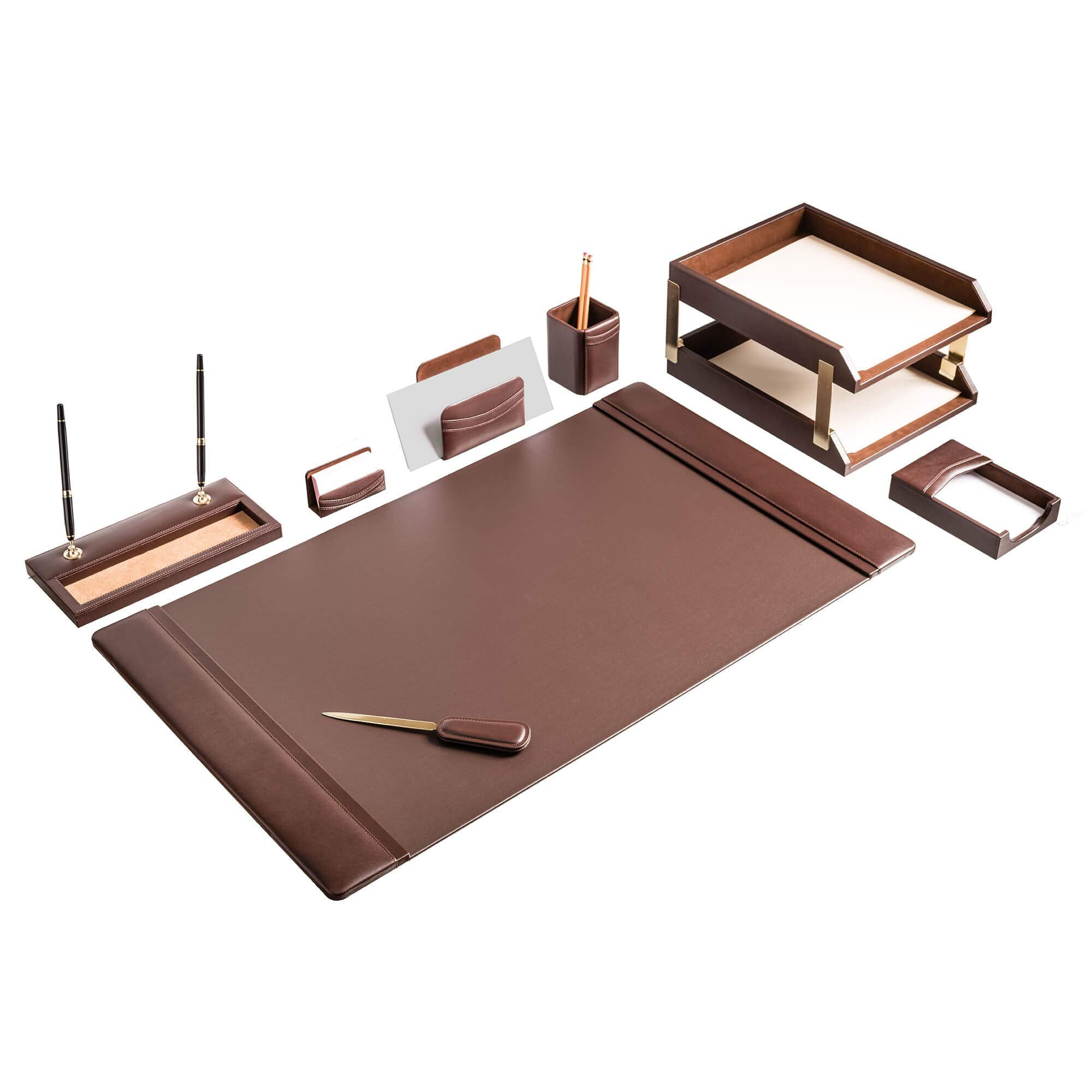 Leather Desk Set 10-Piece