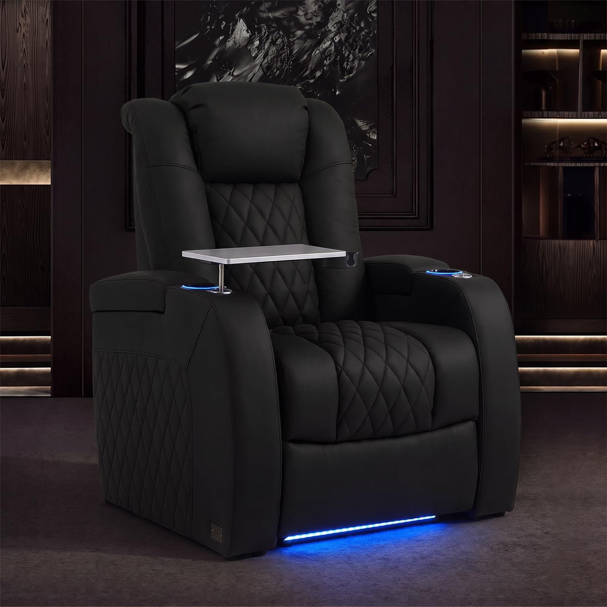 Weilianda Home Theater Seat, Full Grain Nappa Leather Sofa for Movie Room