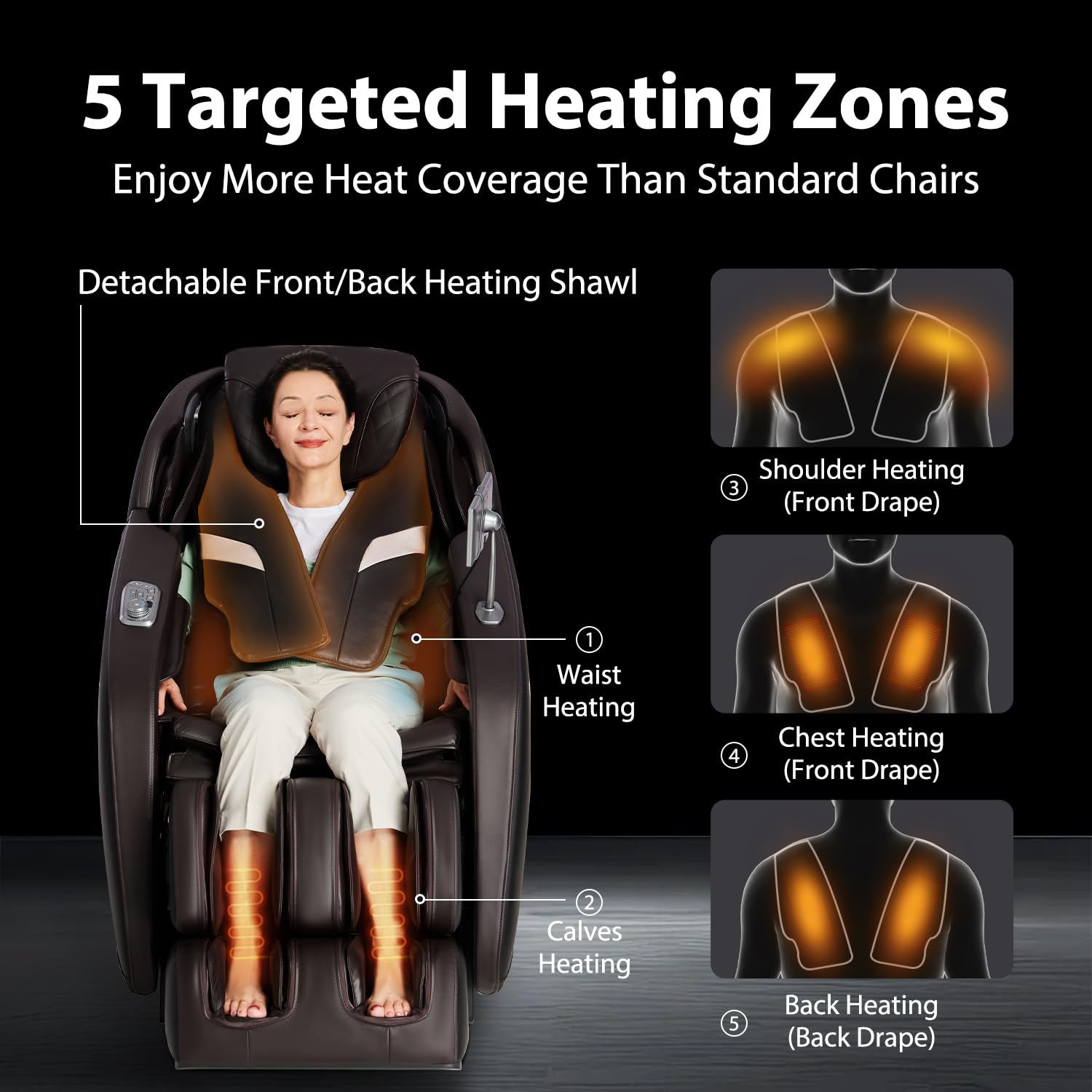 iBooMas 2026 Massage Chair Full Body, 5 Heating Zones for Daily Pain Relief, Zero Gravity 54'' SL-Track, Body Scan, 18 Auto & Manual Modes, Foot Roller, Thai Stretch, Airbags (Black & Brown)