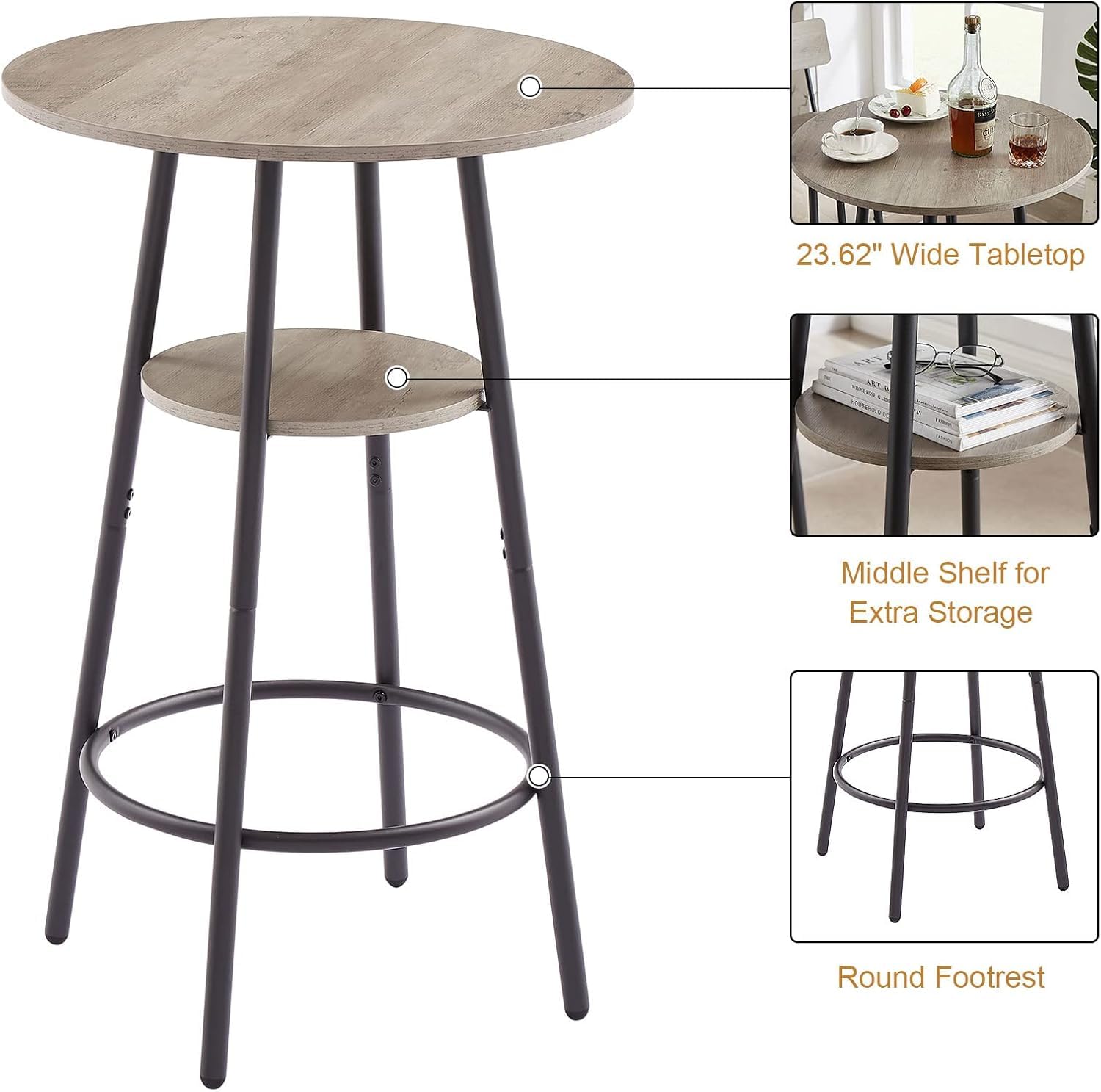 3-Piece Counter Height Bar Table Set