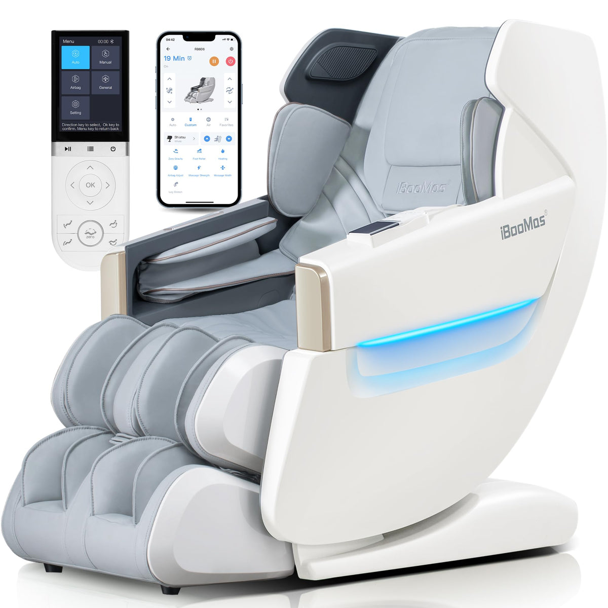 iBooMas Massage Chair Full Body Zero Gravity 54'' SL-Track Shiatsu Recliner