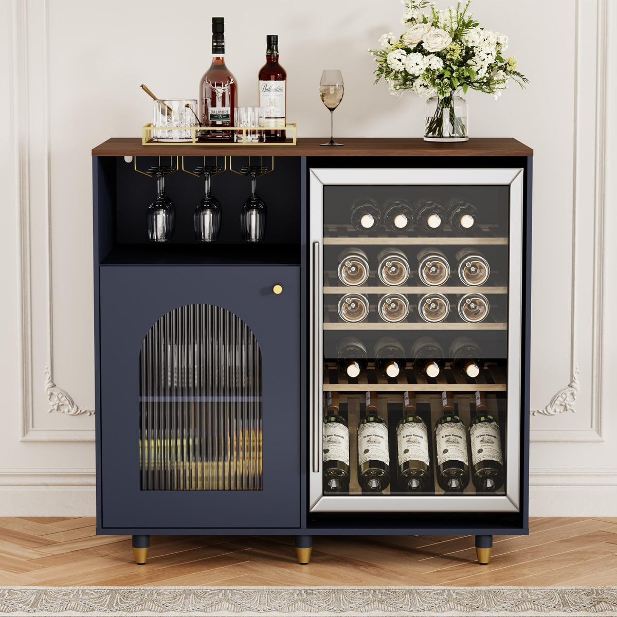 Arched Glass Bar Cabinet