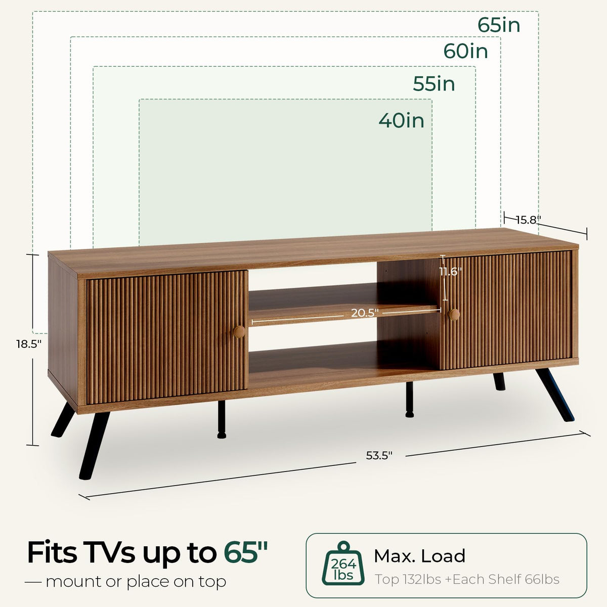 Mid-Century Fluted TV Stand