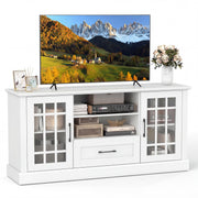 Farmhouse TV Stand with Glass Cabinets & Drawer