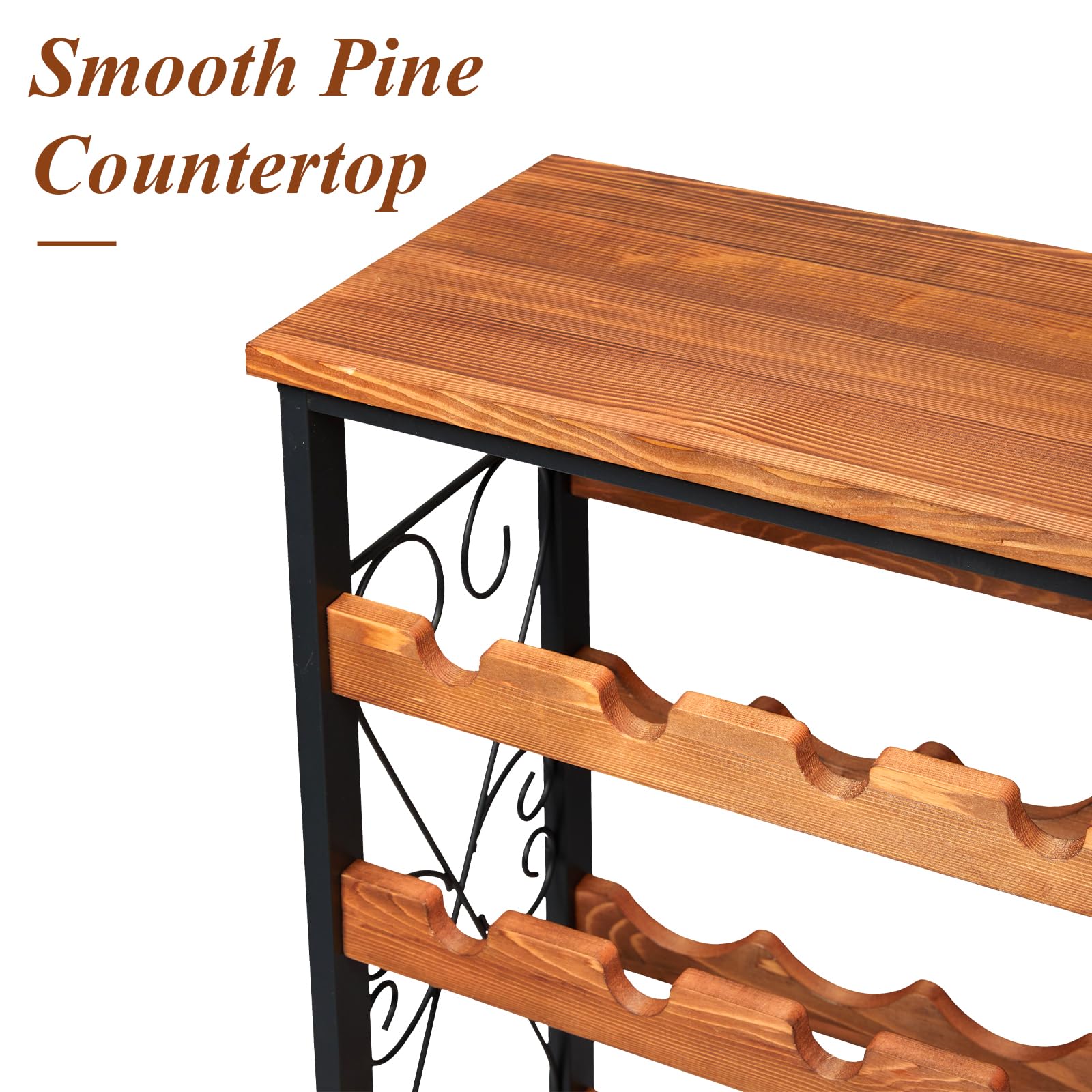Sonyabecca 48 Bottle Wine Rack Freestanding Floor with Wood Top,8-Tier Wine Storage Shelf with Serving Station, Wine Holder for Kitchen, Bar, Dining Room, Home Bar Cabinet for Wine Bottles, No Wobble