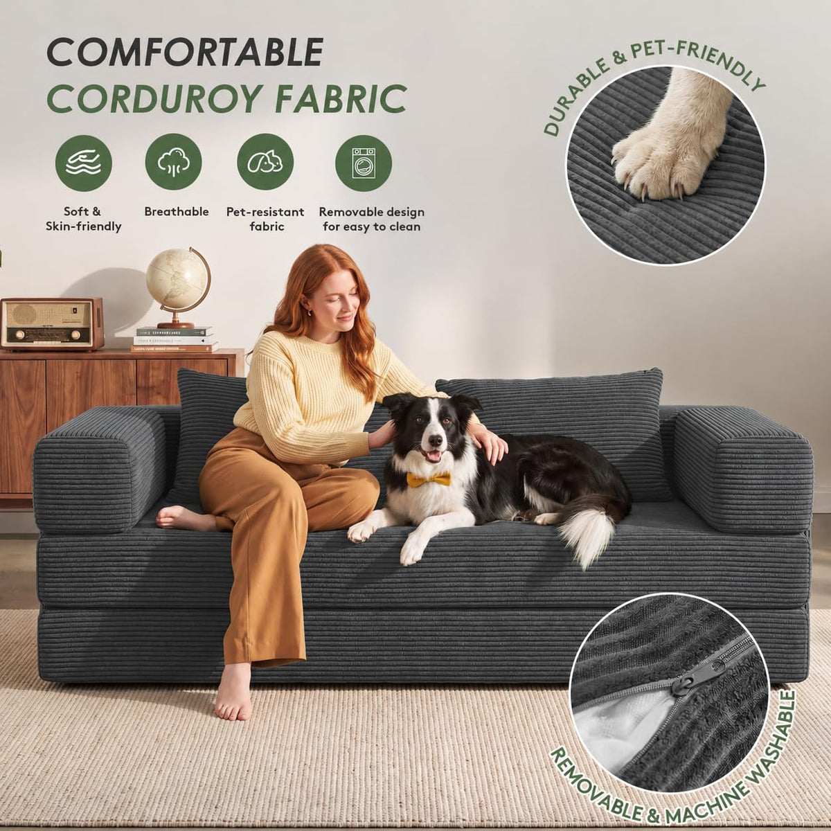 Corduroy Convertible Sofa Bed