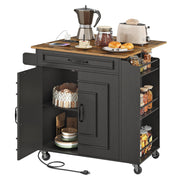 Rolling Kitchen Island with Drop Leaf & Power Outlets