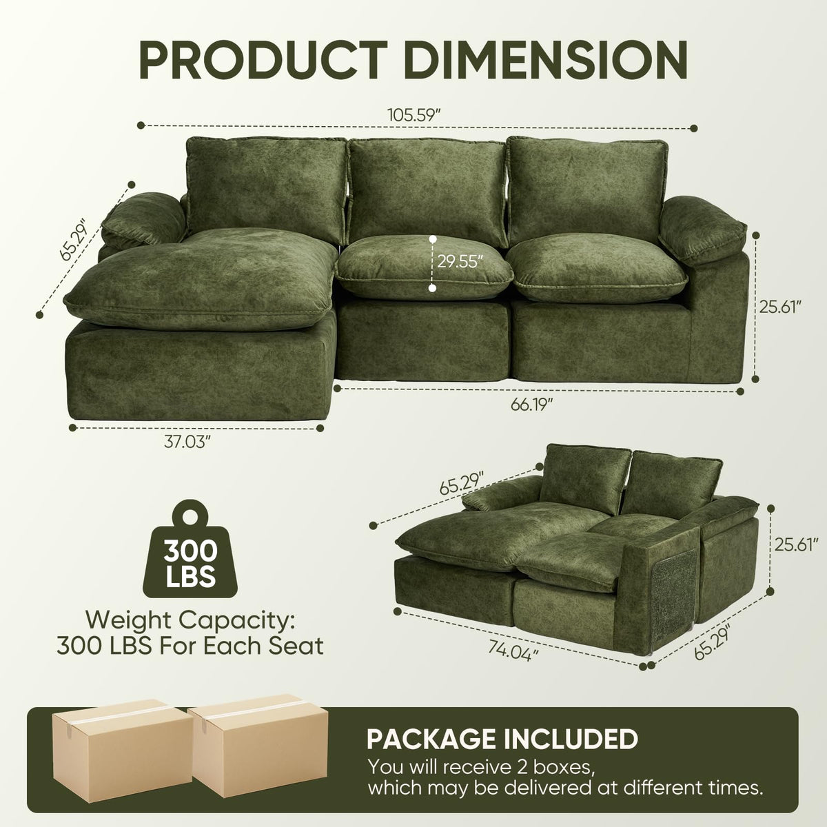 L-Shaped Modular Sectional Sofa