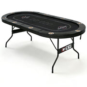 10-Player Folding Poker Table with Cup Holders & Padded Rails