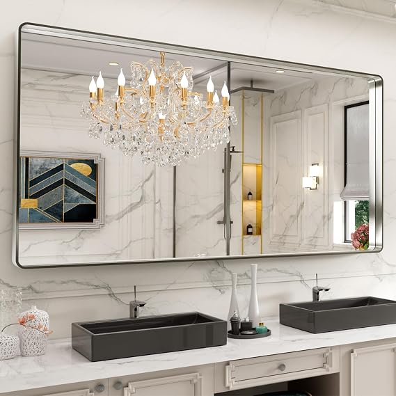 Black Metal Bathroom Mirror