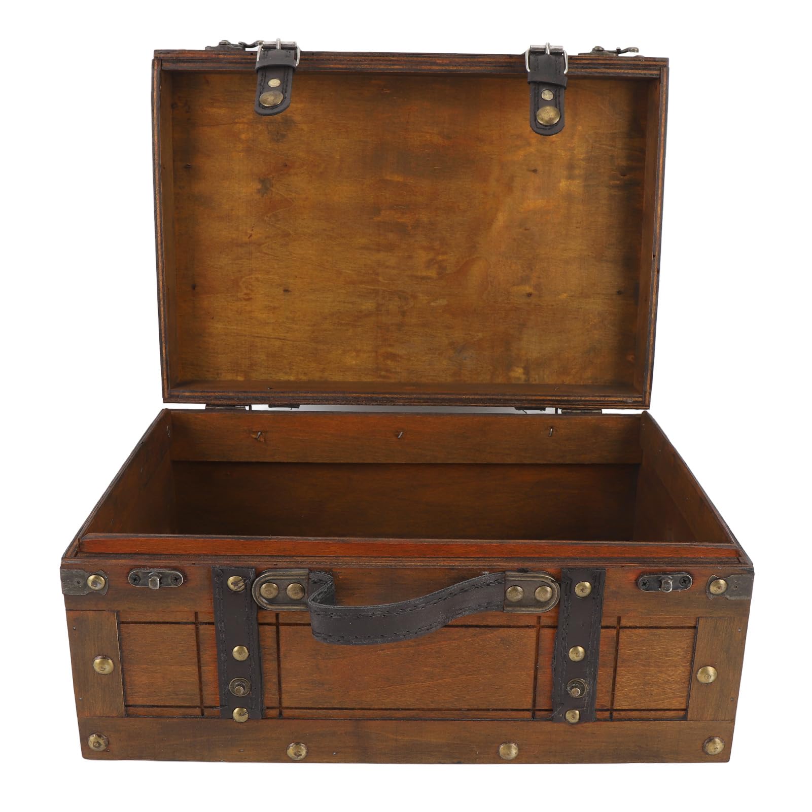 Vintage Wooden Suitcase with Antique Bronze Latch