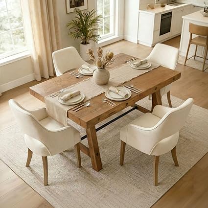 7-Piece Farmhouse Dining Table Set for 6