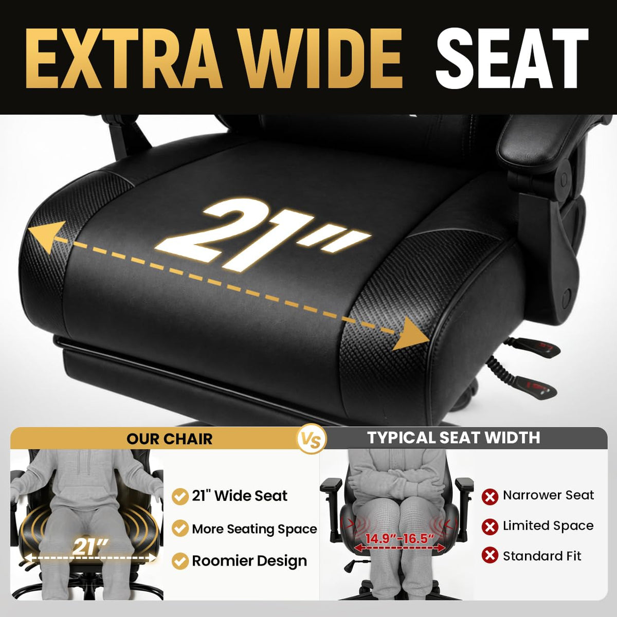 Gaming Chair for Adults with Footrest,Upgraded Ergonomic Chair,All Black
