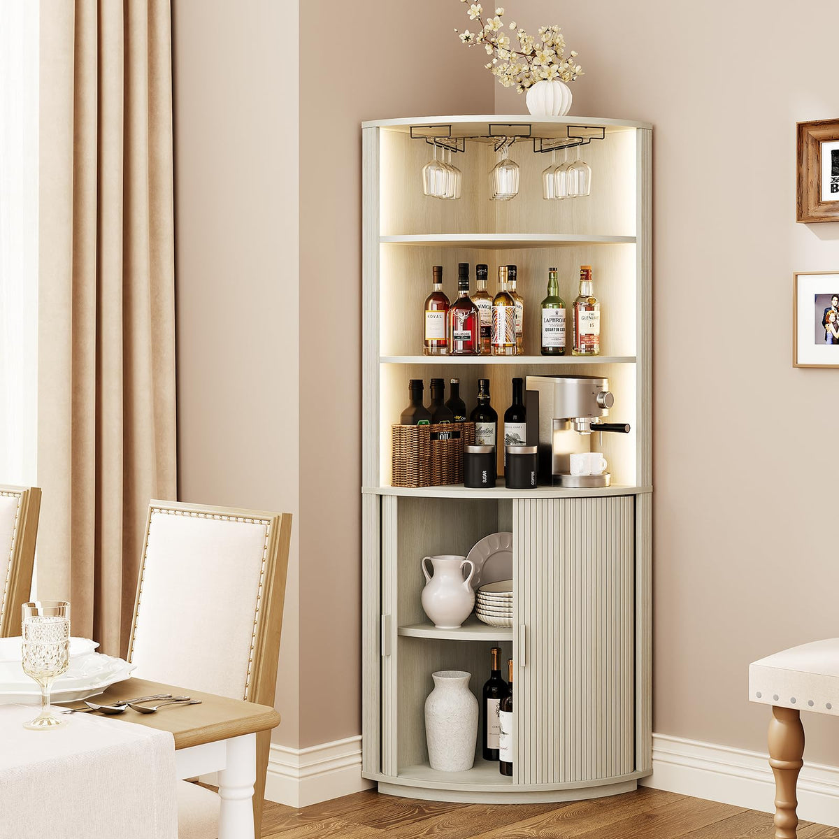 LED Corner Wine Cabinet