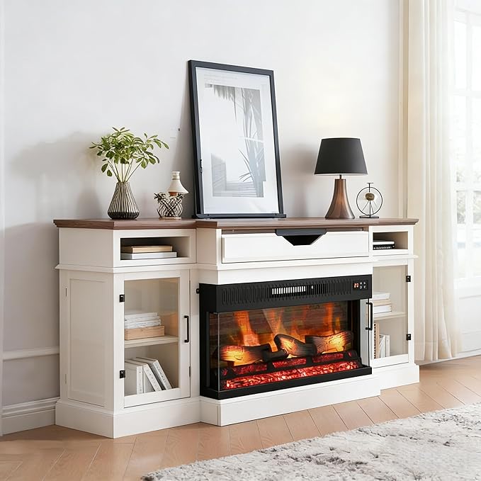 Wall-Mounted & Recessed Electric Fireplace with Remote & App Control