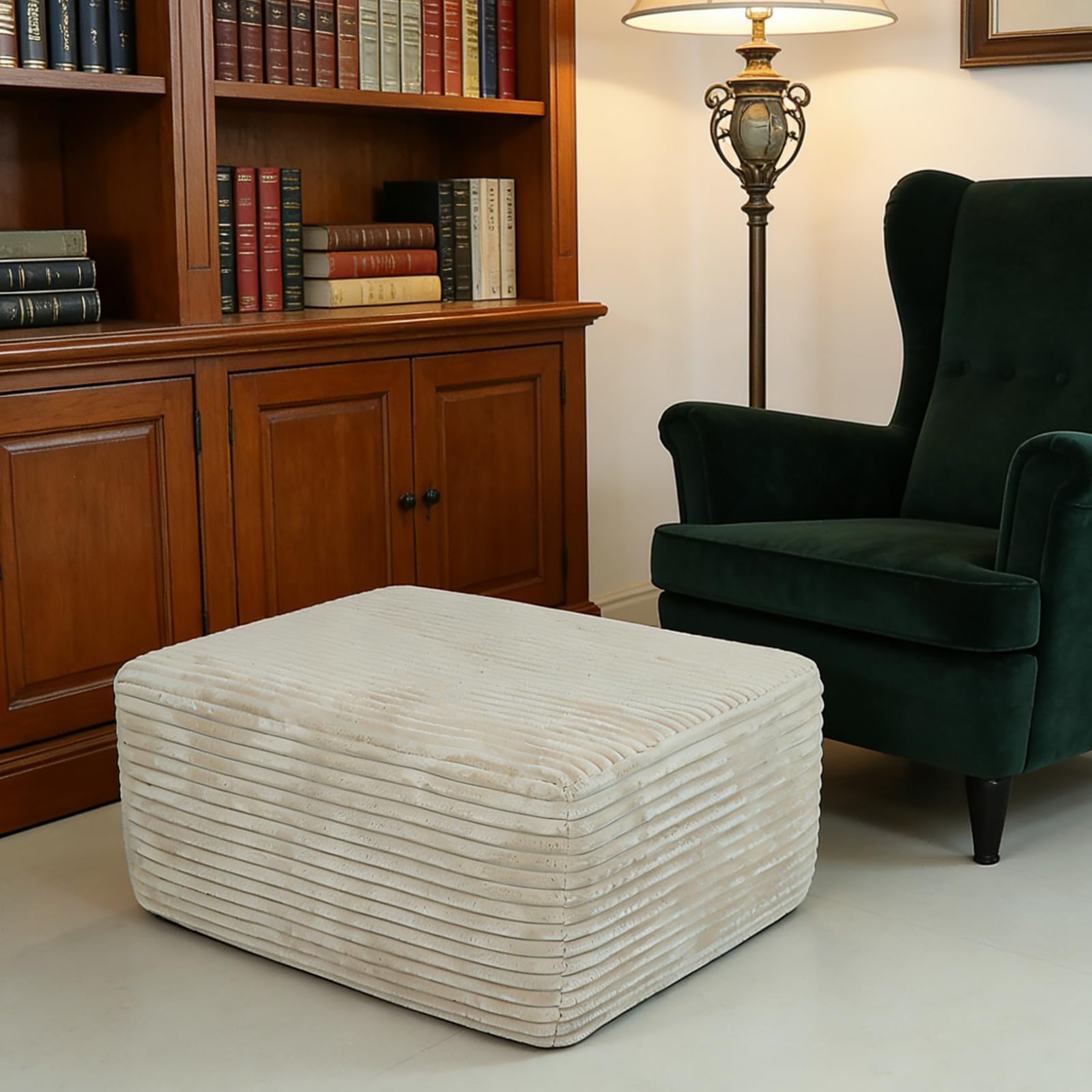 Plush Ottoman & L-Shaped Sofa Set